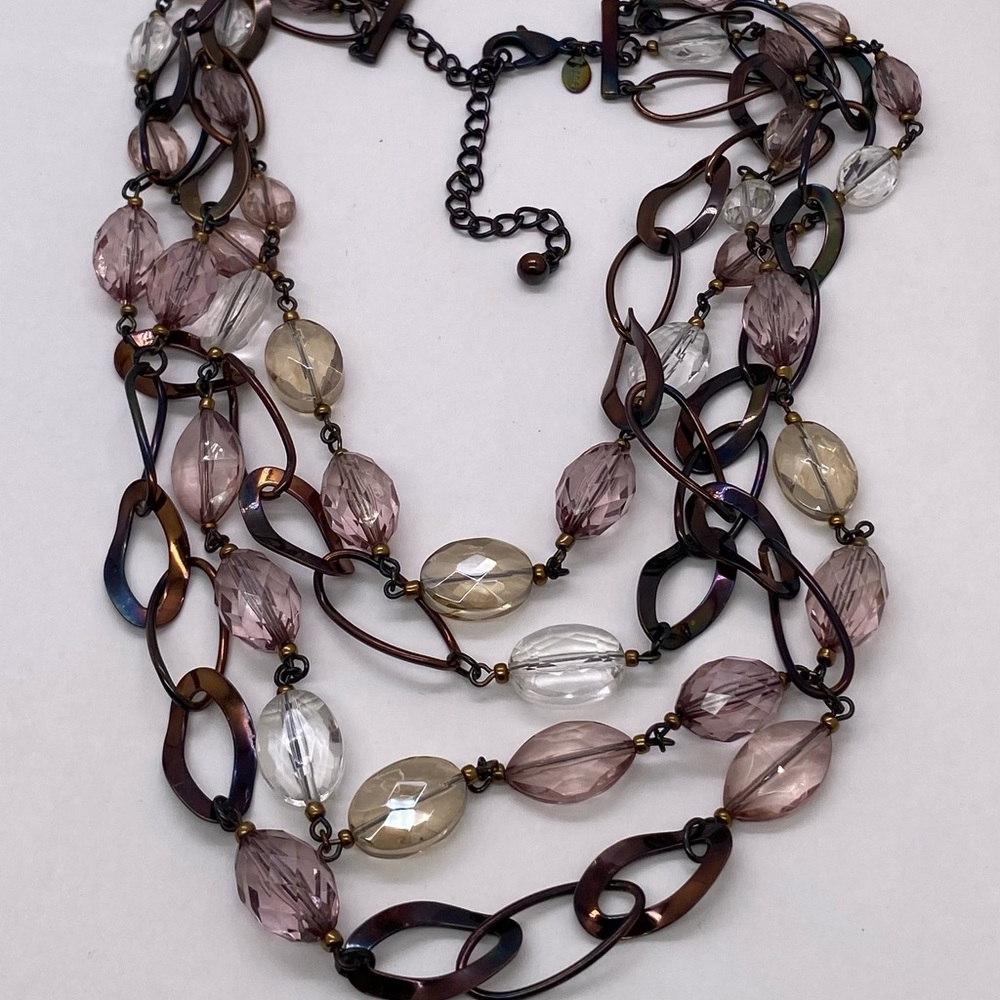 Chicos Statement Necklace Modern Multi Strand Lay… - image 3